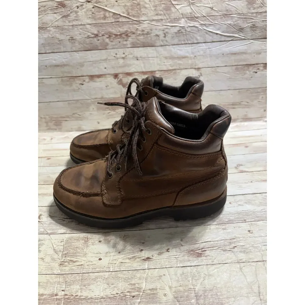 Rockport Leather Lace Up Ankle Boot Men's Size 9XW Wide Hiking Outdoors Brown
